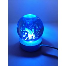 Loacandleco Ahşap Altlıklı Renk Değiştiren Cam Küre