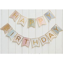 Peri Party Pastel Renk Happy Birthday Doğum Günü Yazısı