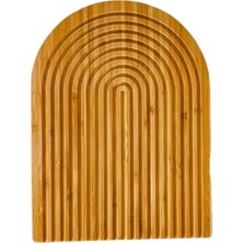 Gfc Life Store Oval Çizgili Sunum ve Kesme Tahtası - Estetik, Dayanıklı ve Çok Amaçlı Mutfak Sunum Seti (32X24 Cm)