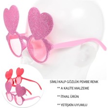 Evaglow Pembe Renk Sim Işlenmiş Kalp Figürlü Parti Gözlüğü