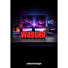 Zebu3Design Wasted Yazı Figürü Masa Dekoru | Oyuncu Odası Gaming Aksesuarı | Kırmızı | 20 cm