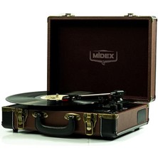 MTX101BN Nostaljik Retro Pikap Plak Çalar (Şarjlı Bluetooth Aux Hoparlörlü 3 Devir) Iğne Dahil