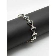 Oya Silver Kesme Oniks Taşlı Üçgen Gümüş Bileklik [SFQW1]