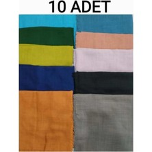 Begün 10'lu Flamlı Yazma...karışık Düz Renk Eşarp...hac ve Umre Hediyelik...