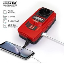 KBN150 12 V 220 V 150 W Modifiye Sinüs Dönüştürücü Inverter