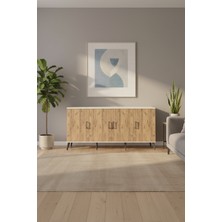 Aura Konsol - 3 Raflı 4 Kapaklı Aytaşı & Çam - 176 cm