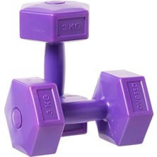 3 kg Plastik Dambıl Set, 2 Adet, Toplam 6 Kg, Mor