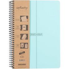 Infinity Pastel Serisi, A4, 5 Konulu (4 Kareli, 1 Çizgili) 150 Yaprak Pp Kapaklı Spiralli Defter, Mavi