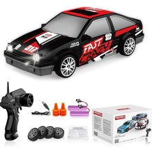 Rc Drift Araba Uzaktan Kumanda Araba 2.4ghz 1:24 Ölçekli 4WD 15KM/H Yüksek Hızlı Model Araç LED Işıkları Sürüklenen Lastik Yarışı Spor Oyuncak Araba Yetişkin Erkek Kız Çocuklar Için Hediye 2 Adet Şarj