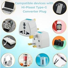 Tip G Ingiliz Adaptör Fişi – Hindistan, Ingiltere, Dubai, Hong Kong, Irlanda, Singapur, Hac ve Umre Uyumlu, 2 ve 3 Uçlu Fiş Dönüştürücü Priz, Uluslararası Seyahat Adaptörü
