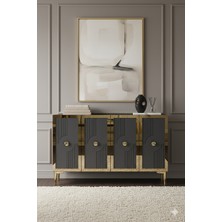 Yumedi Design KA1216AG - Temtem Konsol ,tv Sehpası , Çok Amaçlı Dolap,kahve Köşesi 120 cm Antrasit-Gold