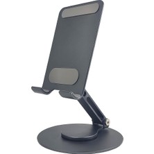 Telefon Standı Katlanabilir Çok Fonksiyonlu 360 Derece Dönebilen Metal Gray