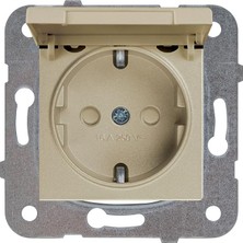 Novella Bronz Kapakli Toprakli Priz Mekanizma+Düğme Kapak Çabuk Bağlanti Çarpma Karşıtı Çocuk Korumalı