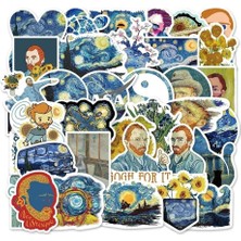 Major Selection 50'li Van Gogh Stickers, Sticker Seti Laptop Notebook Tablet Sticker Seti, 68746854684684
