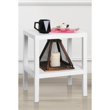 Home 2 Katlı Plastik Balkon Bahçe Sehpası Masası Şezlong Havuz Sehpası Gazetelik Banyo Mutfak Rafı Beyaz