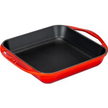 Döküm Kızartma Tavası, Kare, 26X26 Cm, Kırmızı