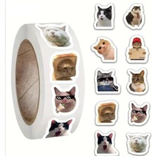 Adet Rulo Vinil Sticker Etiket (Komik Kedi)