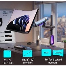 Bayou G80-GAMING, 2-20 kg Uyumlu, 32INCH-60INCH Aralığında Büyük Ekranlar Için Rgb Aydınlatmalı Oyuncu Monitör Standı