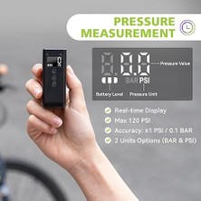 Tiny Pump Mini Bisiklet Hava Pompası, Maksimum 120 Psı Elektrikli Bisiklet Hava Pompası, Otomatik Kapanma, Presta ve Schrader Valfli, E-Bisiklet, Dağ Bisikleti, Şehir Bisikleti ve Yarış