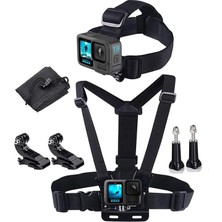 Fab Londra Tüm Gopro ve Çoğu Aksiyon Kamerası ile Uyumlu, Su Geçirmez Elastik Göğüs ve Baş Bandı, Kayış, Montaj