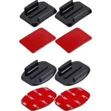 Aksiyon Kameralara Uyumlu 2 Adet Düz 2 Adet Oval Zemin Aparatı + 3m Yapışkan Bant