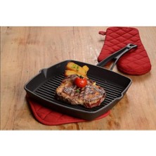 Döküm Izgara Tava, Metal Kulplu, 26X26 cm