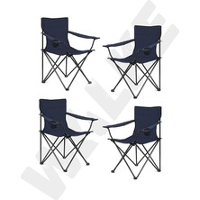 4 Lü Katlanabilir Kamp Sandalyesi Piknik Sandalyesi Plaj Sandalyesi Mavi Taşıma Çantalı
