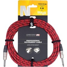 19371 6 M 1x Mono Jack Vintage Tüvit Enstrüman Kablosu - Kırmızı