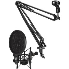 NB40 Masa Mikrofon Standı (Sehpa) + SH-101 Pop Filtre ve Shock Mount Set
