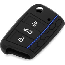 Taigo ile Uyumlu Siyah Mavi Çizgili Silikon Anahtar Kabı Kılıfı