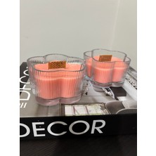 Violet Candle Decor Pembe Çiçek Kokulu 2'li Cam Mum