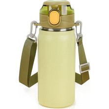 L Çelik Yeşil 550 ml Askılı ve Pipetli Matara Suluk CIN411YS