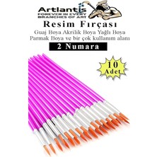 Fırçası 2 Numara 10 Adet Yuvarlak Uçlu Sentetik Resim Fırça Ekonomik Suluboya Akrilik Boya Guaj Boya Yağlı Boya