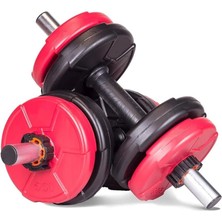 16 kg Dambıl Seti Kırmızı-Siyah 6 In 1 Fitness Set