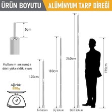 Ayarlanabilir Tarp Tente Direkleri, 2`li Set, Teleskopik Alüminyum Çadır Gölgelik Branda Direkleri, Kamp Direği Katlanabilir Hafif Karavan Araç Yan Tente Direği - Gümüş