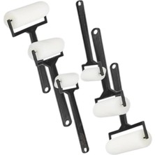 Rulo Fırça 6 Lı 1 Paket Siyah Plastik Saplı Boyama Süngeri Sanatsal Sünger Boya Fırçası Parmak Guaj Akrilik Boya