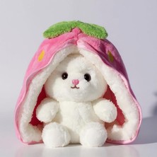 Çilek Tavşan Peluş Oyuncak | Meyve Formundan Çıkan Sürpriz Arkadaş | Yumuşacık Uyku Dostu & Özel Hediye (Pembe)