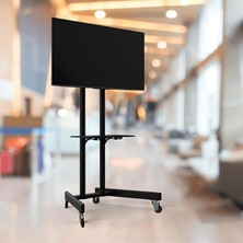 Tv/fuar Standı Bilgisayar Askı Aparatlı Metal Tekerlekli Tv Sehpası/ünitesi 40” Inç – 75” Inç