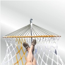 Suya Dayanıklı Polyester Çift Kat Kişilik El Örgü Kalın Halatlı Ipli Sallanan Sağlam Hamak Salıncak