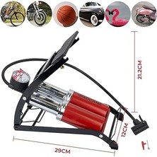 Çift Silindir Ayak Lastik Pompası - Araba Bisiklet Motosiklet Top Şişme Yatak