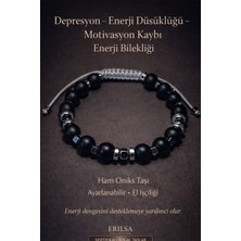 Erilsa Sertifikalı Gri Depresyon Enerji Denge Bilekliği – Ham Oniks - Terahertz Taşı Ayarlamalı El Işçiliği