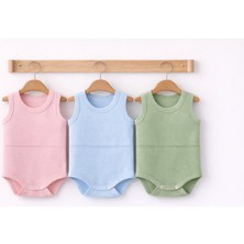 Can Baby %100 Organik Pamuk Bebek Atlet Body 3’lü Set – Kolsuz Unisex Pembe Mavi Yeşil