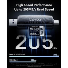 Profesyonel Sılver Sd Kart 128 Gb, 205 Mb/s'ye Kadar Okuma, 140 Mb/s Yazma, Sd3.0, V30, U3, C10 Sdxc Kart, Dslr, Kameralar, Profesyonel Fotoğrafçı, Kamera, Meraklısı Için Uhs-I Sd Hafıza Kartı