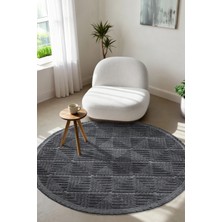 Colore Home Liya Daire Yuvarlak Antrasit Bukle Halı Salon Yatak Odası Koridor Halısı