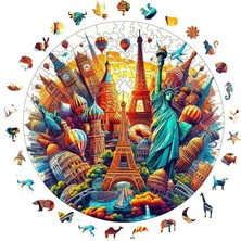 - Ahşap Puzzle Yetişkinler Için - Dünya Şehirleri Benzersiz Parçalı Puzzle - 252 Parça Ahşap Yapboz - Yapıştırıcı Folyo Dahil - Dekoratif Ahşap Yapboz - 29X29 cm - A1-11