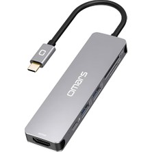 6 Port Type-C USB 3.1 Pd 4K HDMI Video Transferi Sd/tf Kart Uyumlu Hub Dönüştürücü Adaptör