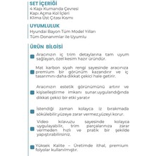 Design Hyundai Bayon ile Uyumlu Iç Trim Folyo Kaplama Set Ayna Katlama Butonsuz, Mat Karbon Siyah