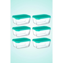6'lı Snowbox Saklama Kabı Takımı - 420CC - Yeşil Kapaklı