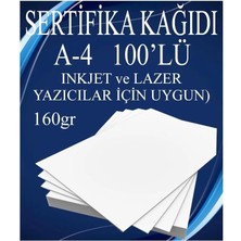 Sertifika Kağıdı Kalın 100 Adet Gramajlı Fotokopi Kağıdı 160 gr Tüm Yazıcılara Uyumlu 21X29.7 cm Kalın Baskı Kağıdı