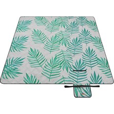 Piknik Örtüsü, 200 x 200 Cm, Büyük, Kamp Örtüsü, Park, Bahçe, Plaj Için, Su Geçirmez, Makinede Yıkanabilir, Katlanabilir, Gri Tropik Eğrelti Otlu GCM001G02